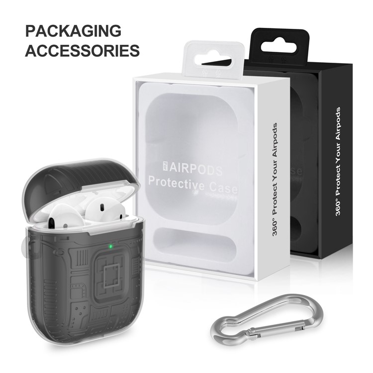 TPU+PC+Acrylic AirPods Case Cover for Apple AirPods with Wireless Charging Case (2019) / AirPods with Charging Case (2019) (2016) - Black-8