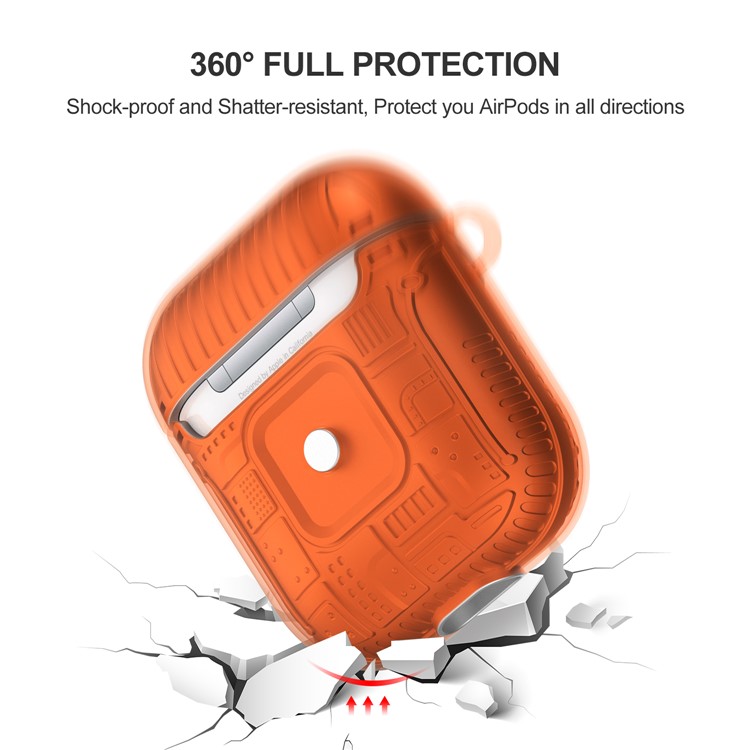 TPU+PC+Acrylic AirPods Case Cover for Apple AirPods with Wireless Charging Case (2019) / AirPods with Charging Case (2019) - Orange-3