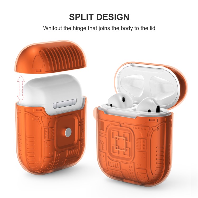 TPU+PC+Acrylic AirPods Case Cover for Apple AirPods with Wireless Charging Case (2019) / AirPods with Charging Case (2019) - Orange-4