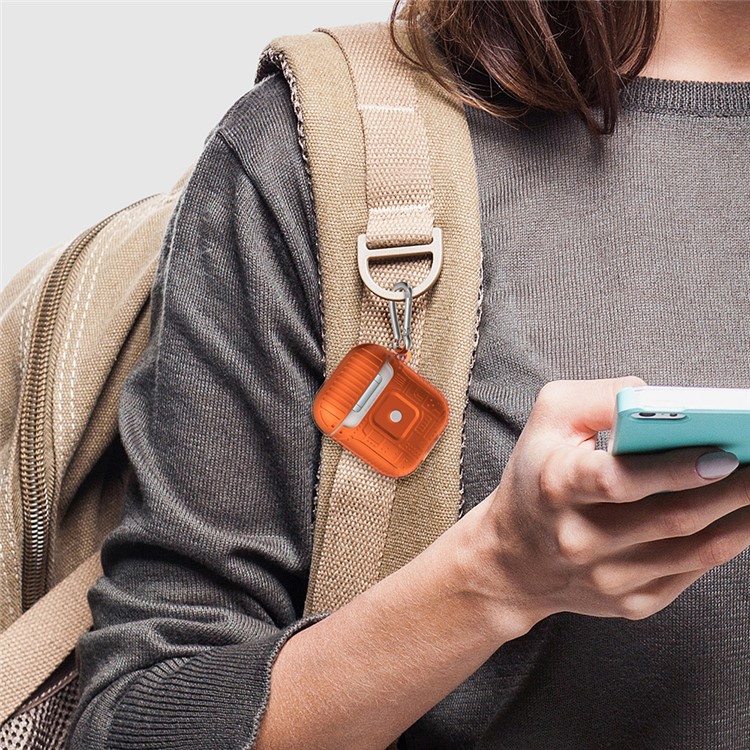 TPU+PC+Acrylic AirPods Case Cover for Apple AirPods with Wireless Charging Case (2019) / AirPods with Charging Case (2019) - Orange-5