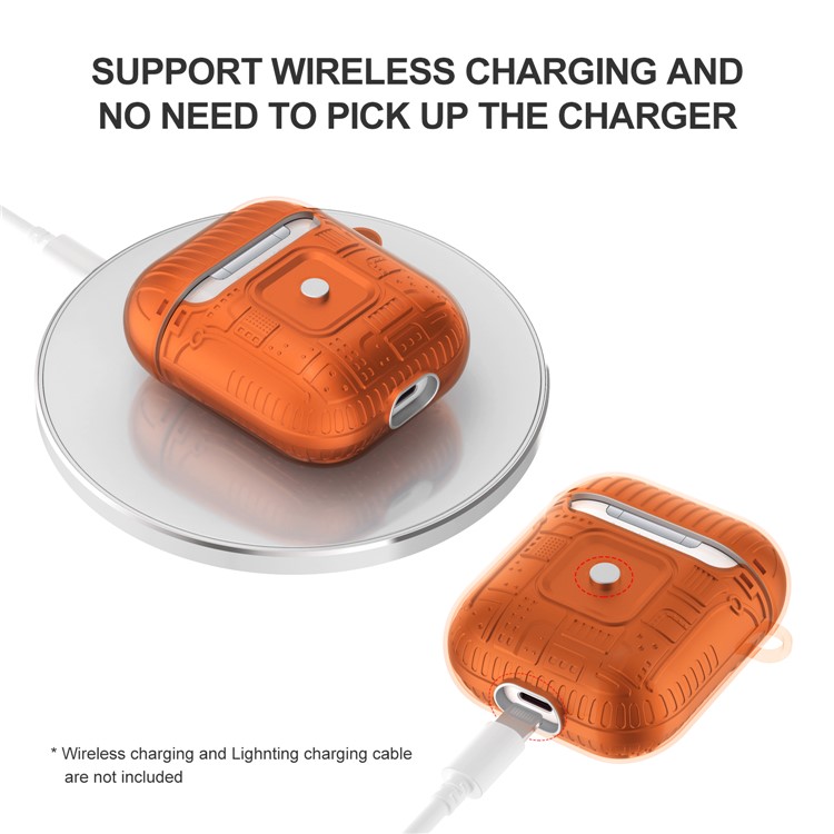 TPU+PC+Acrylic AirPods Case Cover for Apple AirPods with Wireless Charging Case (2019) / AirPods with Charging Case (2019) - Orange-6