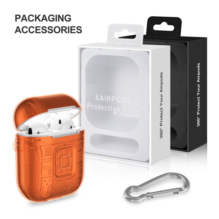 TPU+PC+Acrylic AirPods Case Cover for Apple AirPods with Wireless Charging Case (2019) / AirPods with Charging Case (2019) - Orange-8