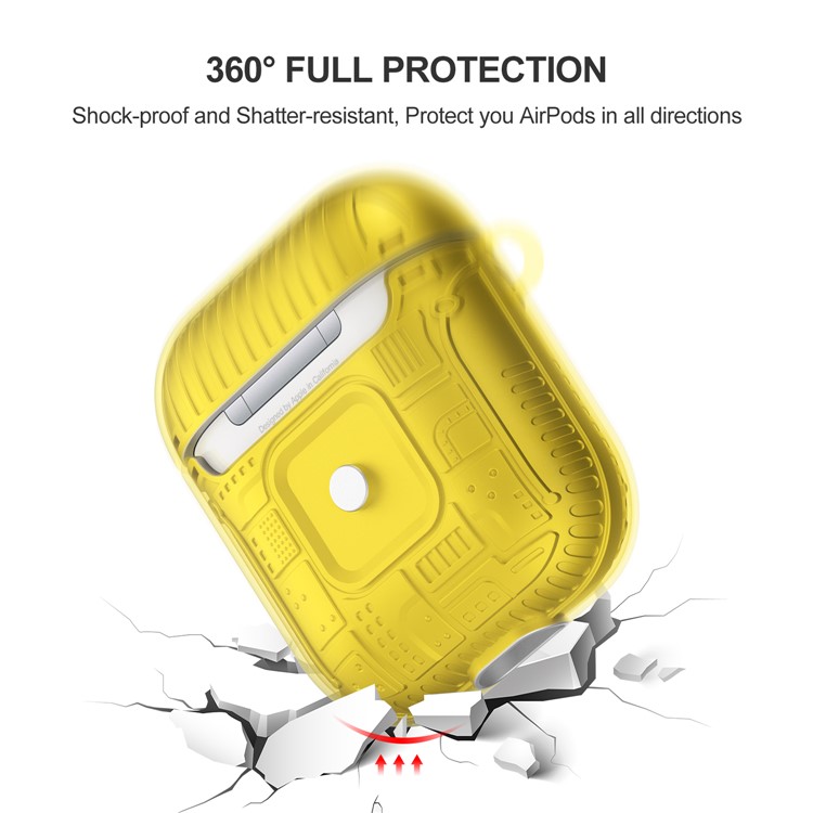 TPU + PC + Acrílico Airpods Tampa Do Caso Para Airpods Maçã Com Caso De Carregamento Sem Fio (2019) / Airpods Com Carregamento Caso (2019) - Amarelo-3