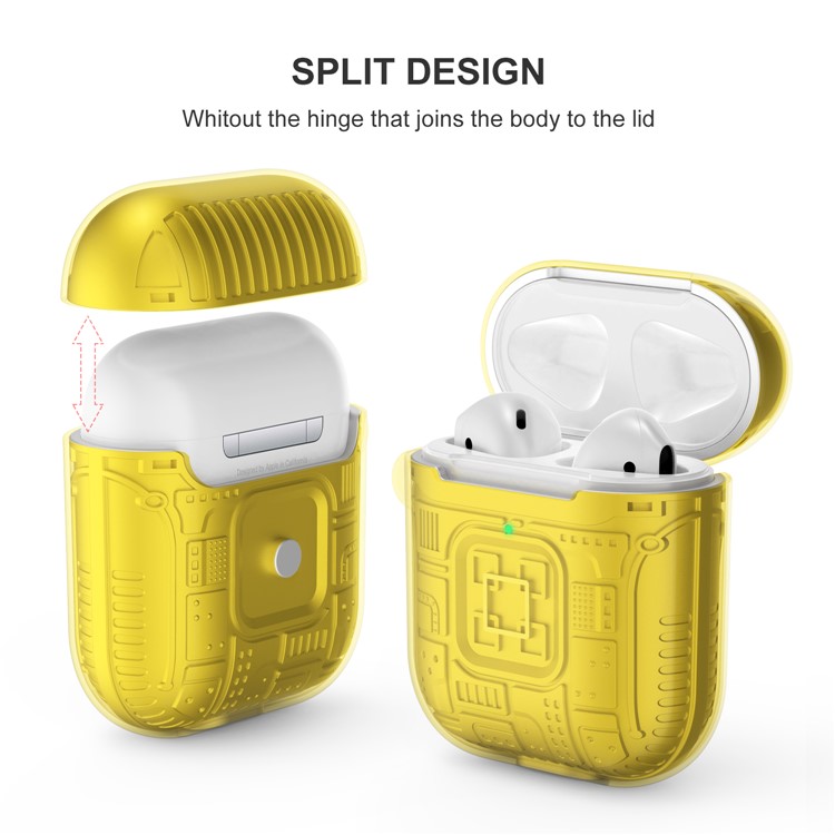 TPU + PC + Acrílico Airpods Tampa Do Caso Para Airpods Maçã Com Caso De Carregamento Sem Fio (2019) / Airpods Com Carregamento Caso (2019) - Amarelo-4