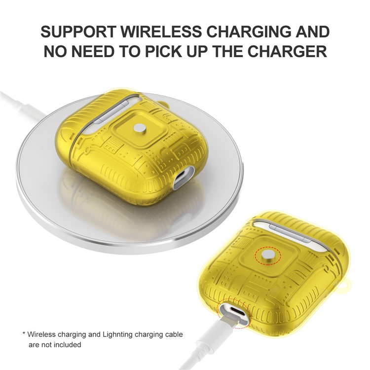 TPU + PC + Acrílico Airpods Tampa Do Caso Para Airpods Maçã Com Caso De Carregamento Sem Fio (2019) / Airpods Com Carregamento Caso (2019) - Amarelo-5