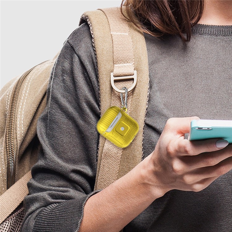 TPU + PC + Acrílico Airpods Tampa Do Caso Para Airpods Maçã Com Caso De Carregamento Sem Fio (2019) / Airpods Com Carregamento Caso (2019) - Amarelo-6