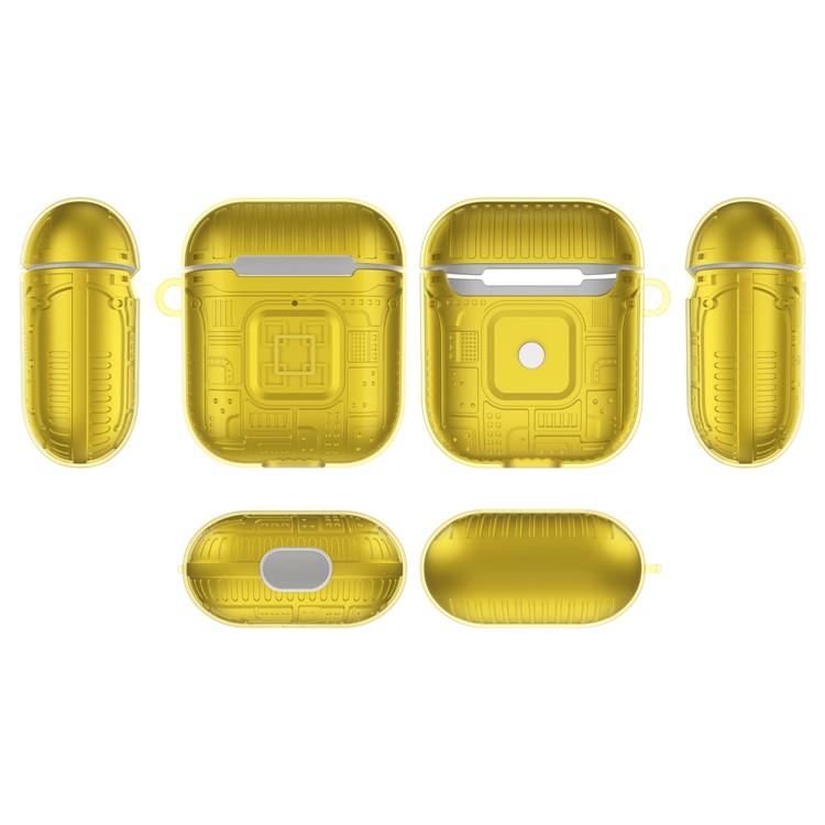 TPU + PC + Acrílico Airpods Tampa Do Caso Para Airpods Maçã Com Caso De Carregamento Sem Fio (2019) / Airpods Com Carregamento Caso (2019) - Amarelo-7