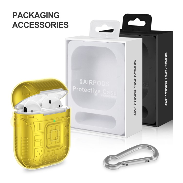 TPU + PC + Acrílico Airpods Tampa Do Caso Para Airpods Maçã Com Caso De Carregamento Sem Fio (2019) / Airpods Com Carregamento Caso (2019) - Amarelo-8