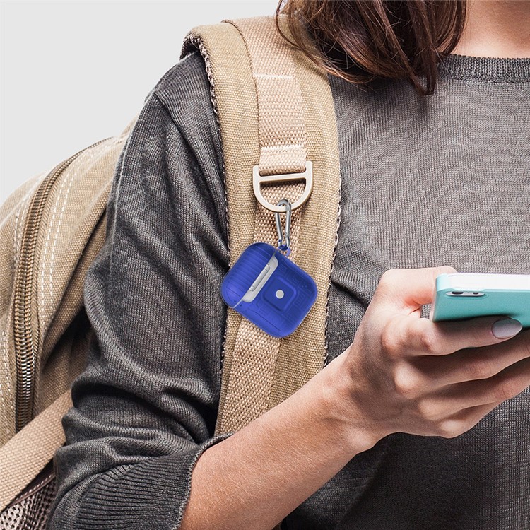 TPU+PC+Acrylic AirPods Case Cover for Apple AirPods with Wireless Charging Case (2019) / AirPods with Charging Case (2019) - Blue-6