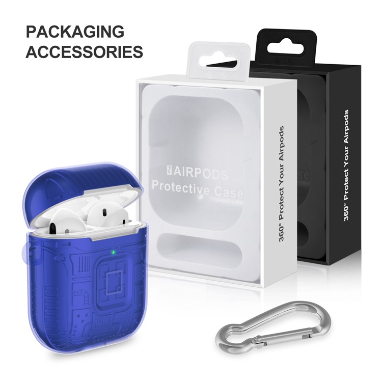 TPU+PC+Acrylic AirPods Case Cover for Apple AirPods with Wireless Charging Case (2019) / AirPods with Charging Case (2019) - Blue-8