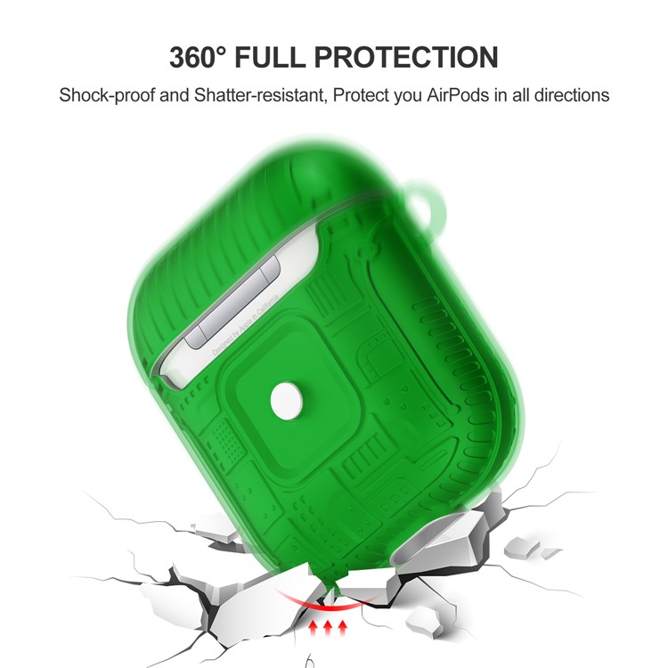 TPU+PC+Acrylic AirPods Case Cover for Apple AirPods with Wireless Charging Case (2019) / AirPods with Charging Case (2019) - Green-3
