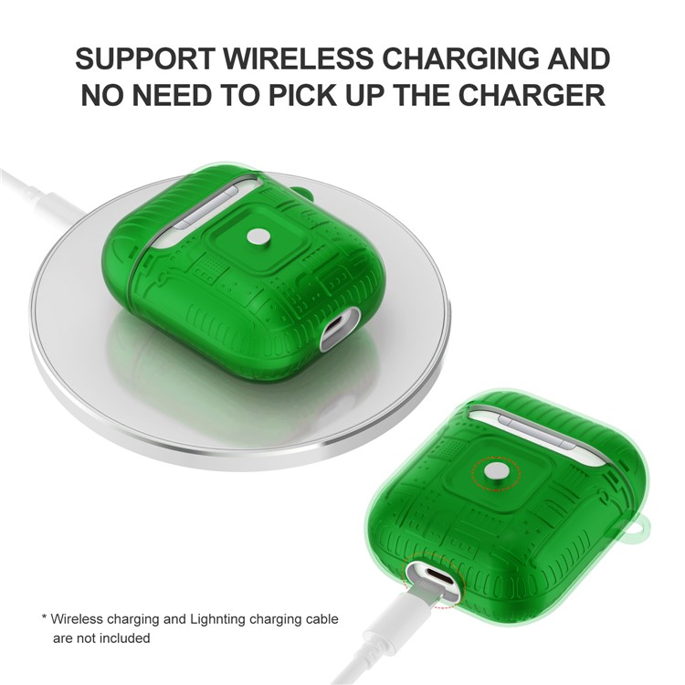 TPU+PC+Acrylic AirPods Case Cover for Apple AirPods with Wireless Charging Case (2019) / AirPods with Charging Case (2019) - Green-5