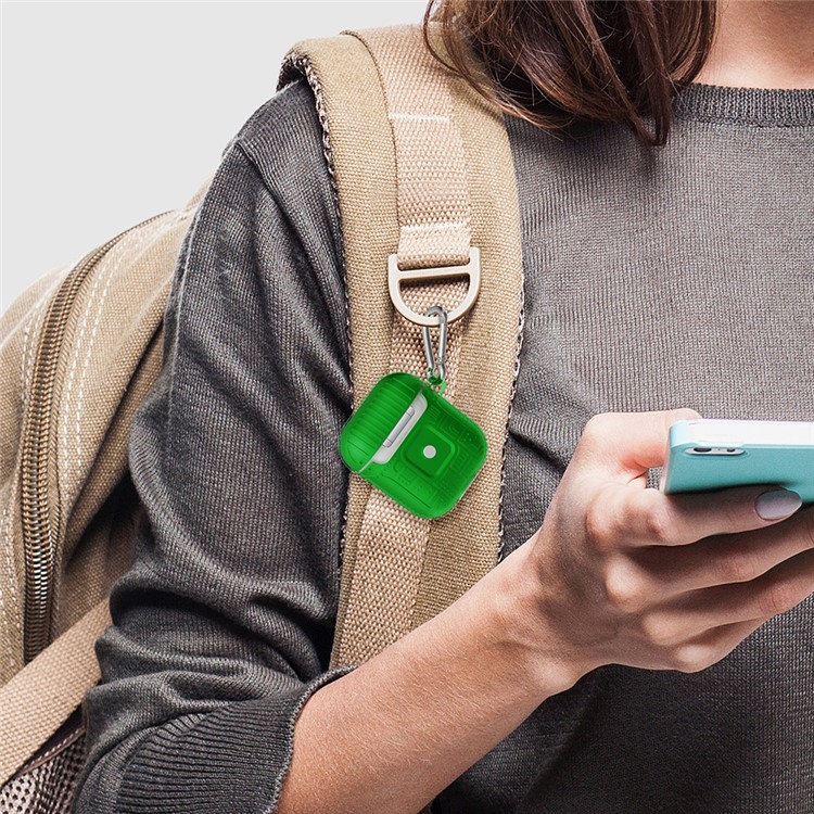 TPU+PC+Acrylic AirPods Case Cover for Apple AirPods with Wireless Charging Case (2019) / AirPods with Charging Case (2019) - Green-6