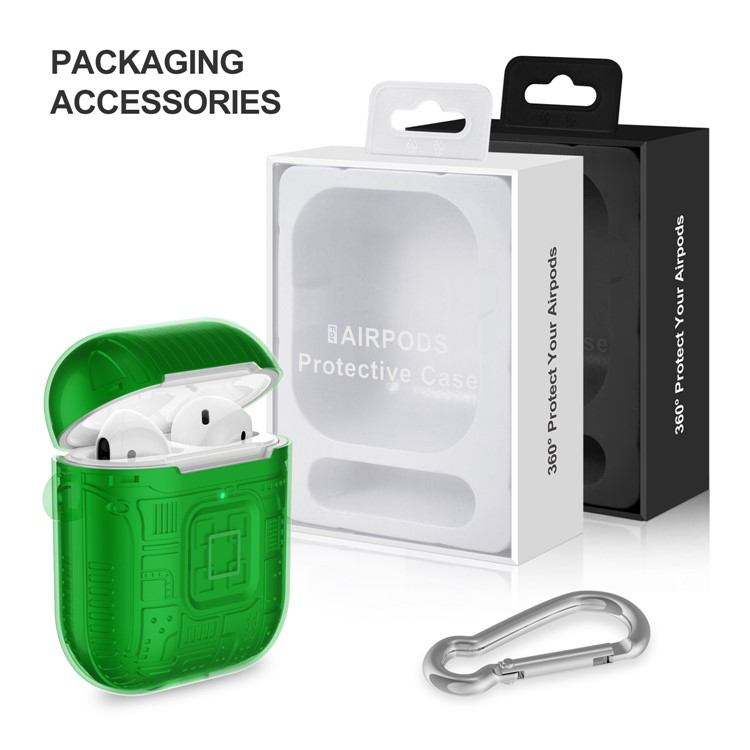 TPU+PC+Acrylic AirPods Case Cover for Apple AirPods with Wireless Charging Case (2019) / AirPods with Charging Case (2019) - Green-9