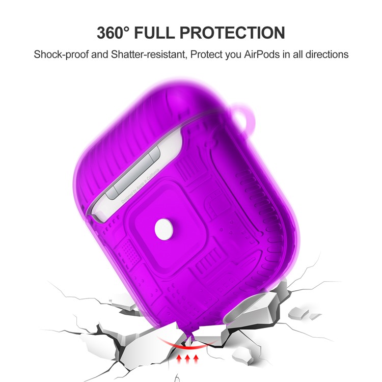 TPU+PC+Acrylic AirPods Case Cover for Apple AirPods with Wireless Charging Case (2019) / AirPods with Charging Case (2019) - Purple-3
