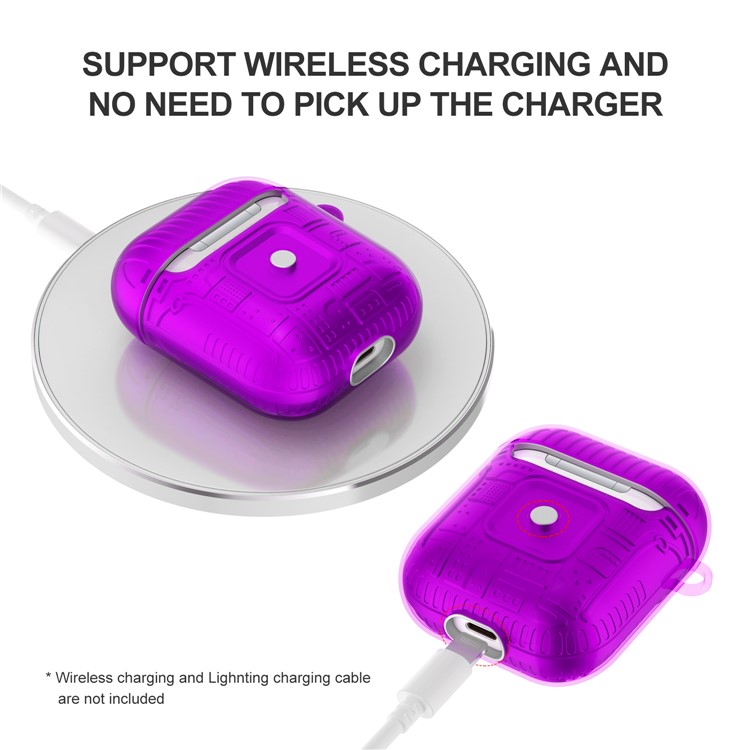 TPU+PC+Acrylic AirPods Case Cover for Apple AirPods with Wireless Charging Case (2019) / AirPods with Charging Case (2019) - Purple-5