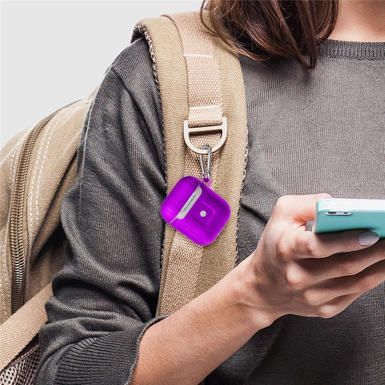 TPU+PC+Acrylic AirPods Case Cover for Apple AirPods with Wireless Charging Case (2019) / AirPods with Charging Case (2019) - Purple-6