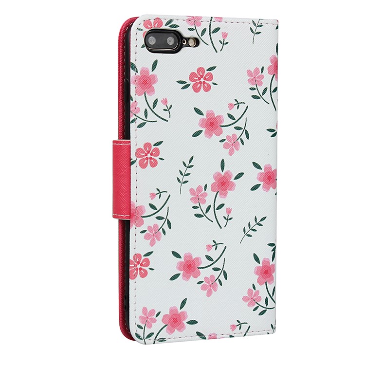 For iPhone 7 Plus/8 Plus 5.5 inch Flower Pattern PU Leather + TPU Wallet Phone Case with Lanyard - Rose-4