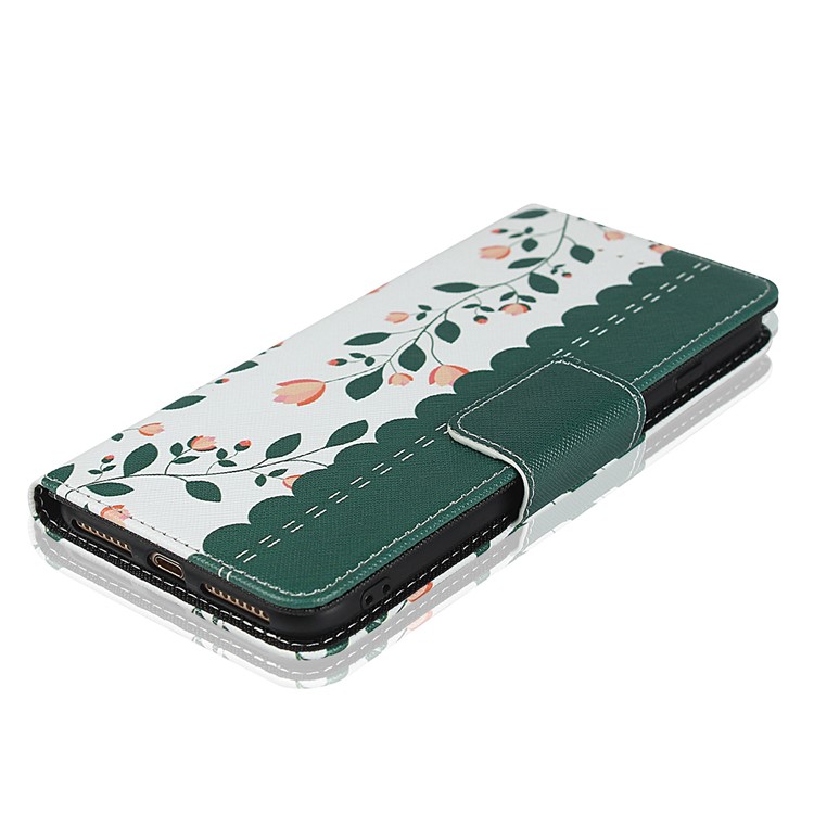 For iPhone 7 Plus/8 Plus 5.5 inch Flower Pattern PU Leather + TPU Wallet Phone Case with Lanyard - Dark Green-8