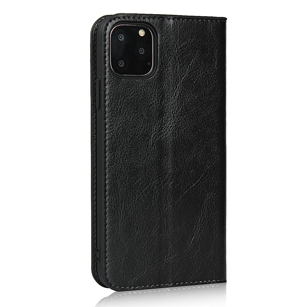 Crazy Horse Genuine Leather Case with Wallet Stand for iPhone 11 Pro Max 6.5 inch - Black-3