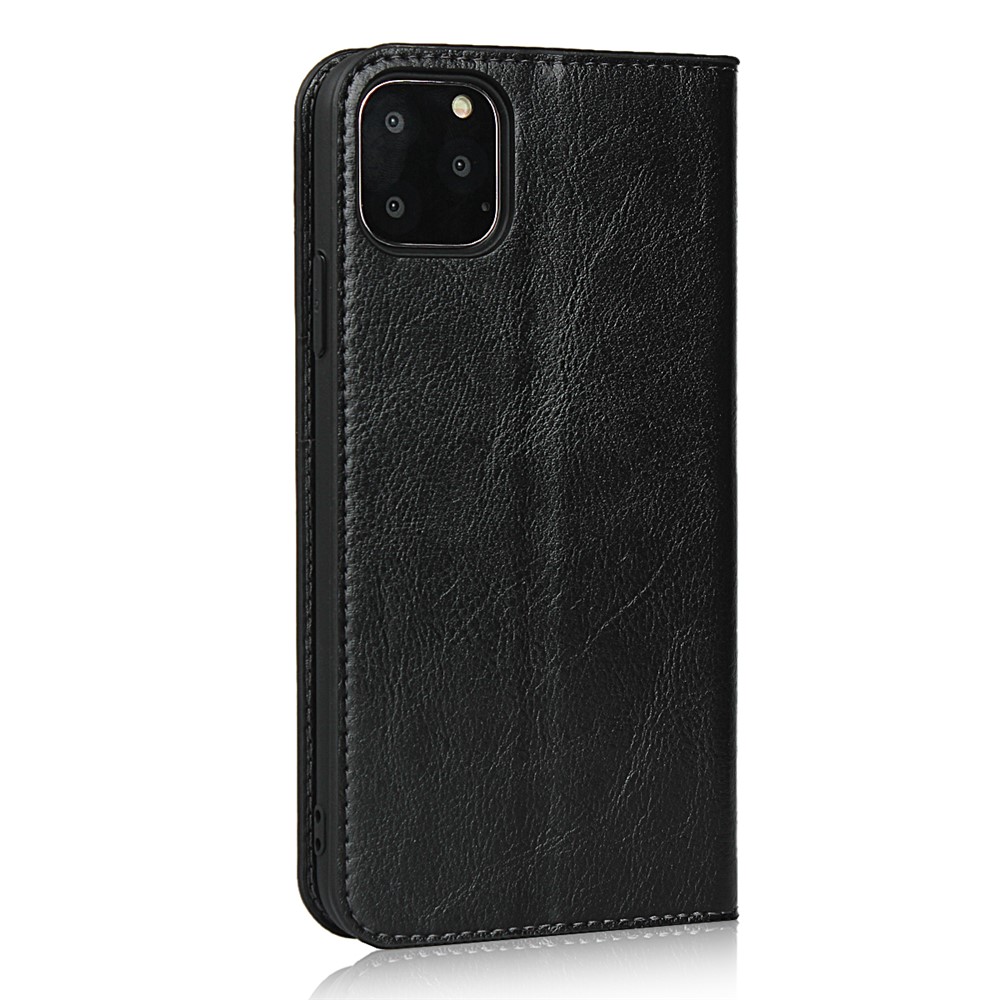 Étui en Cuir Authentique Crazy Horse Avec Portefeuille Pour Iphone 11 Pro Max 6,5 Pouces - le Noir