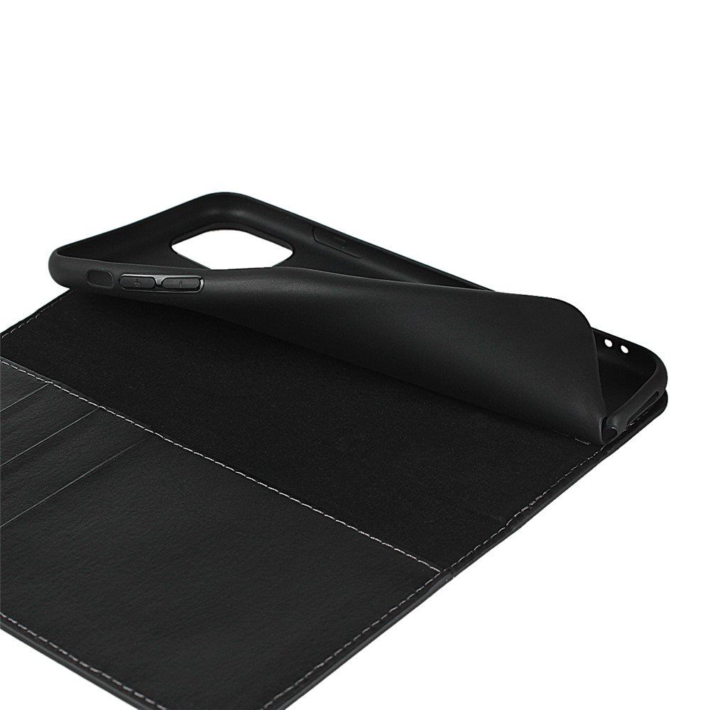 Étui en Cuir Authentique Crazy Horse Avec Portefeuille Pour Iphone 11 Pro Max 6,5 Pouces - le Noir