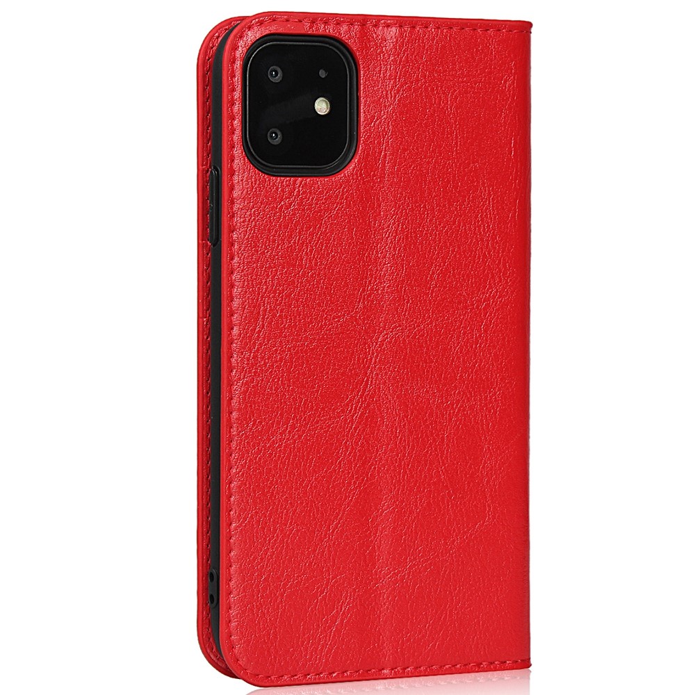 Crazy Horse Skin Genuine Leather Wallet Phone Case for iPhone 11 6.1 inch - Red-3