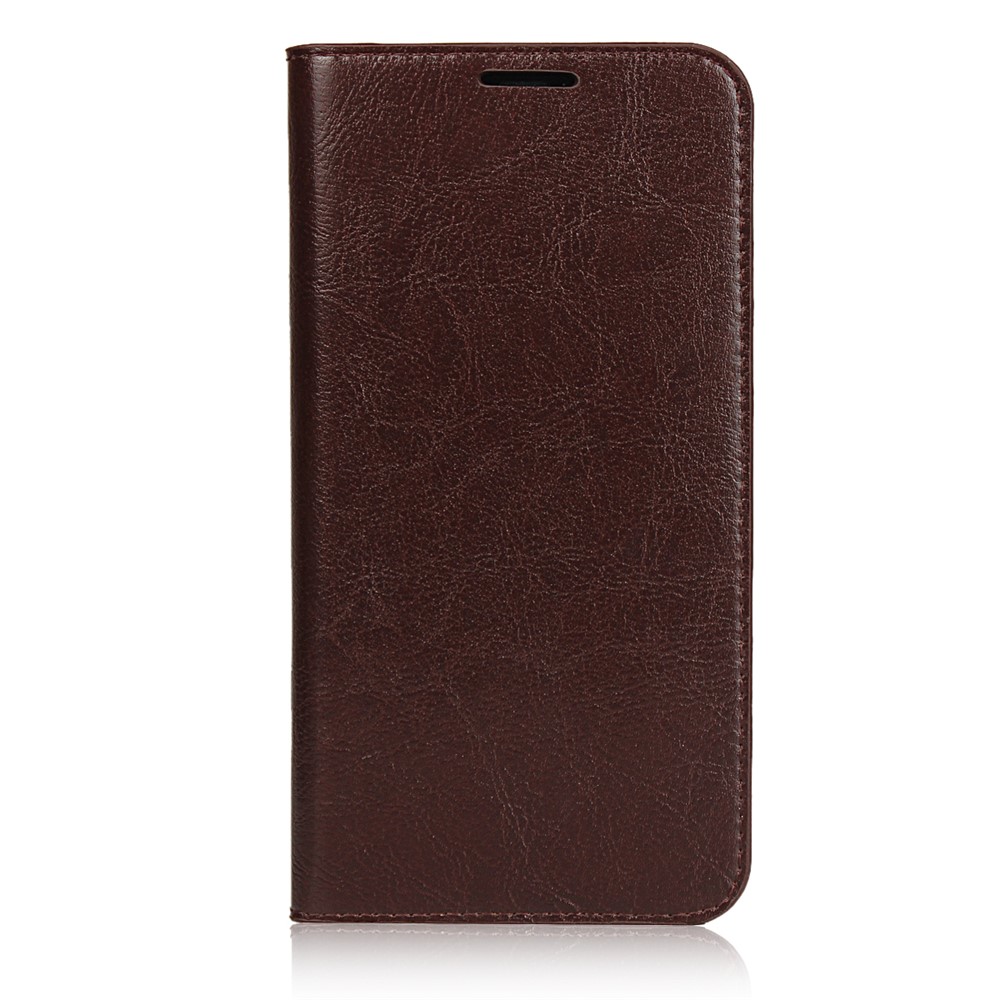 For iPhone 11 Pro 5.8 inch Crazy Horse Skin Genuine Leather Phone Case Wallet Stand Cover - Coffee