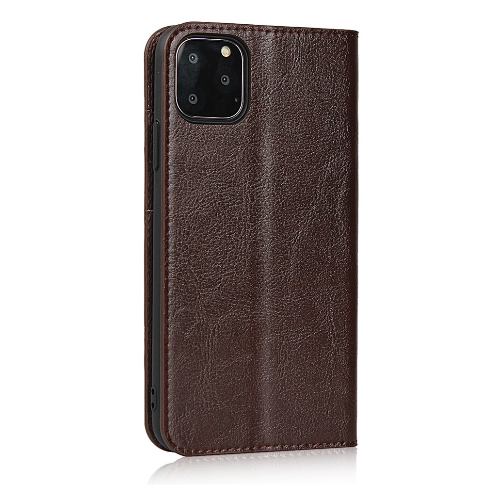 Crazy Horse Skin Genuine Leather Phone Covering for iPhone 11 Pro 5.8 inch - Coffee-3