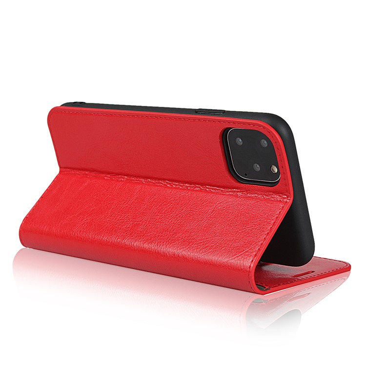Crazy Horse Skin Genuine Leather Phone Covering for iPhone 11 Pro 5.8 inch - Red-5