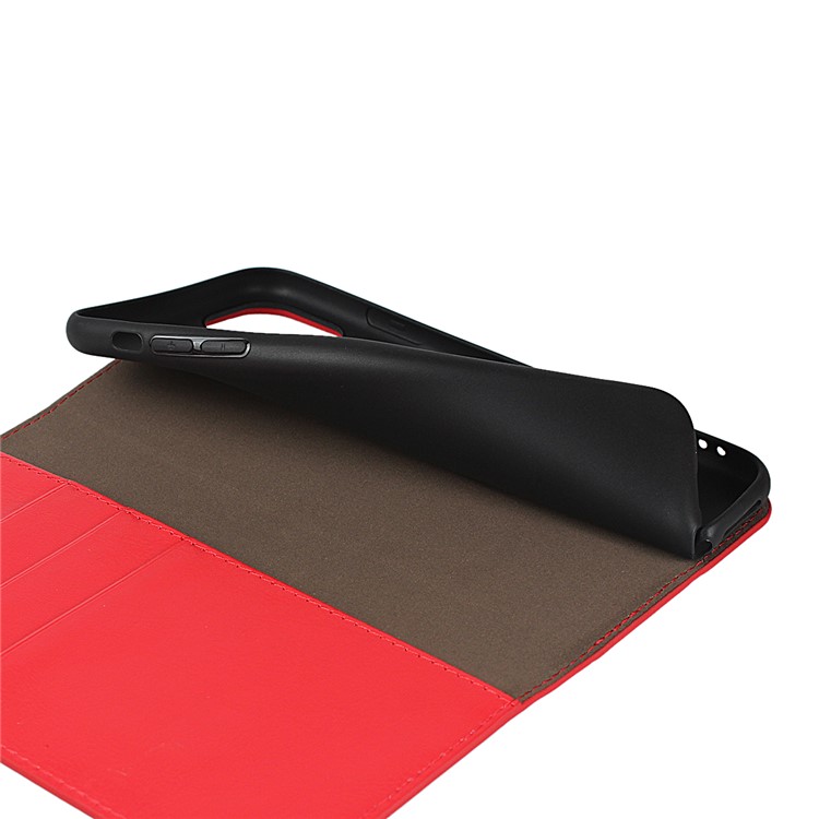Crazy Horse Skin Genuine Leather Phone Covering for iPhone 11 Pro 5.8 inch - Red-6