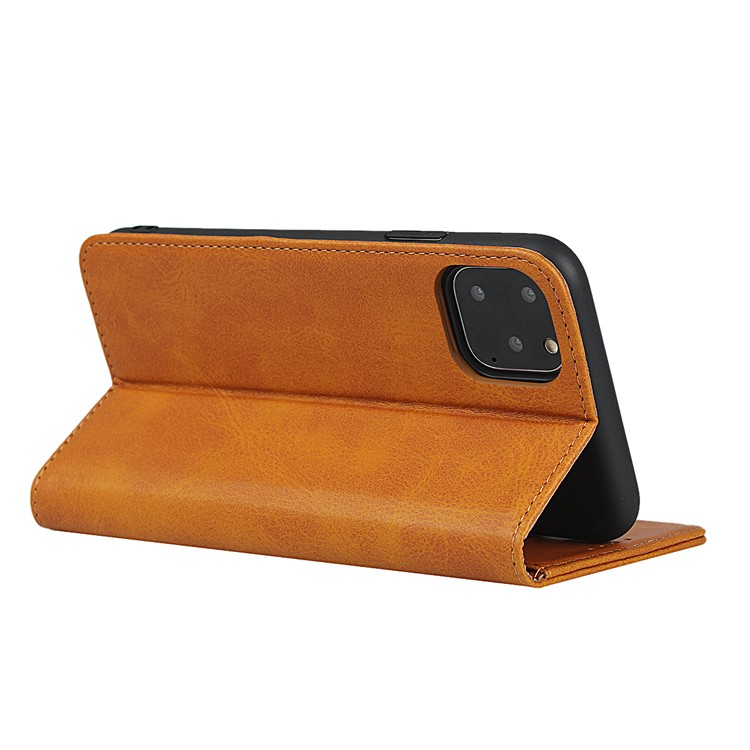 Auto-absorbed Leather Stand Phone Cover Wallet Case for iPhone 11 Pro 5.8-inch - Light Brown-5