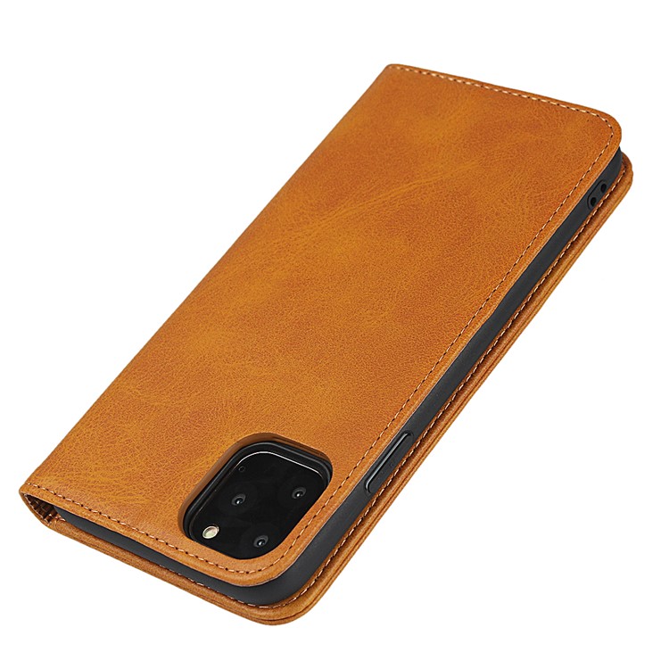 Auto-absorbed Leather Stand Phone Cover Wallet Case for iPhone 11 Pro 5.8-inch - Light Brown-6
