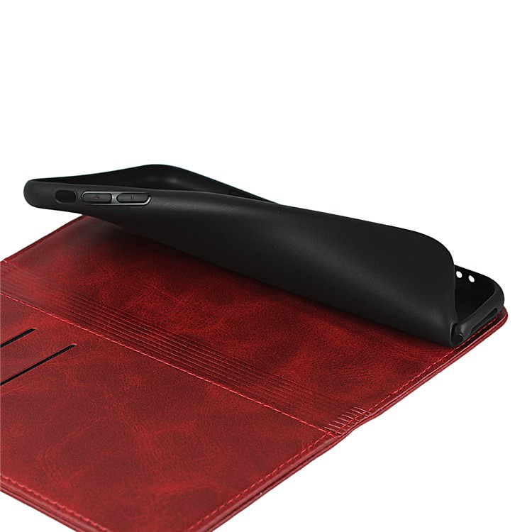 Étui de Couverture de Téléphone en Cuir en Cuir Automatique Auto-absorbé Pour Iphone 11 Pro 5,8 Pouces - Rouge-7