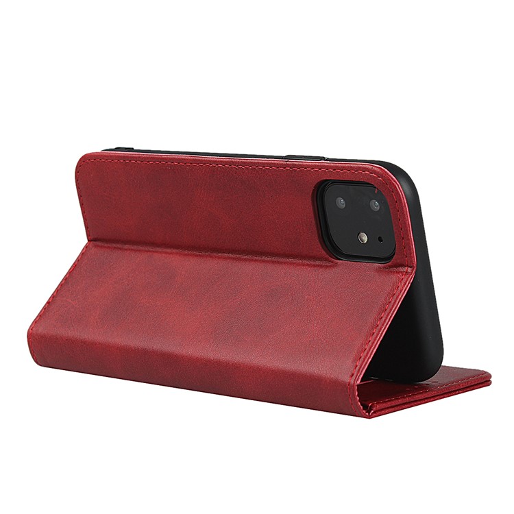 Auto-absorbed Leather Stand Phone Cover Wallet Case for iPhone 11 6.1-inch - Red-6