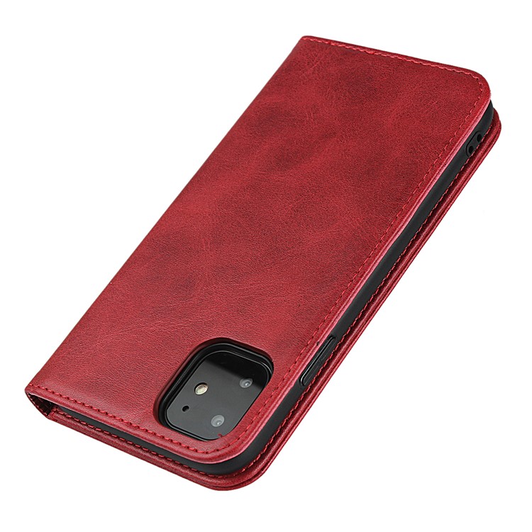 Case de la Billetera de la Cubierta Del Teléfono de Cuero Absorbido Automáticamente Para Iphone 11 6.1 Pulgadas - Rojo-7