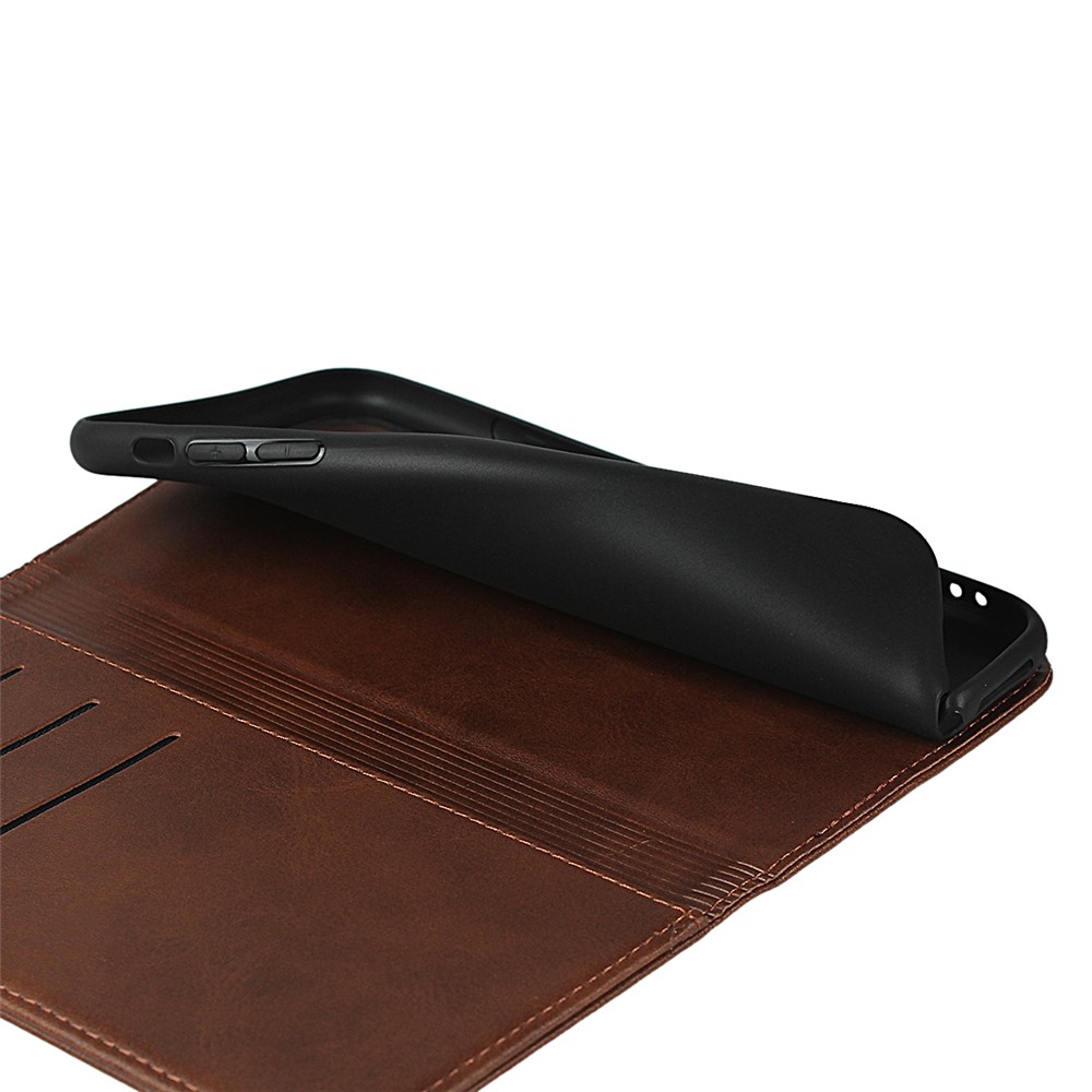 Caixa De Couro Auto-absorvida Da Carteira Da Tampa Do Telefone Do Suporte Para O Iphone 11 6,1 Polegadas - Castanho-3