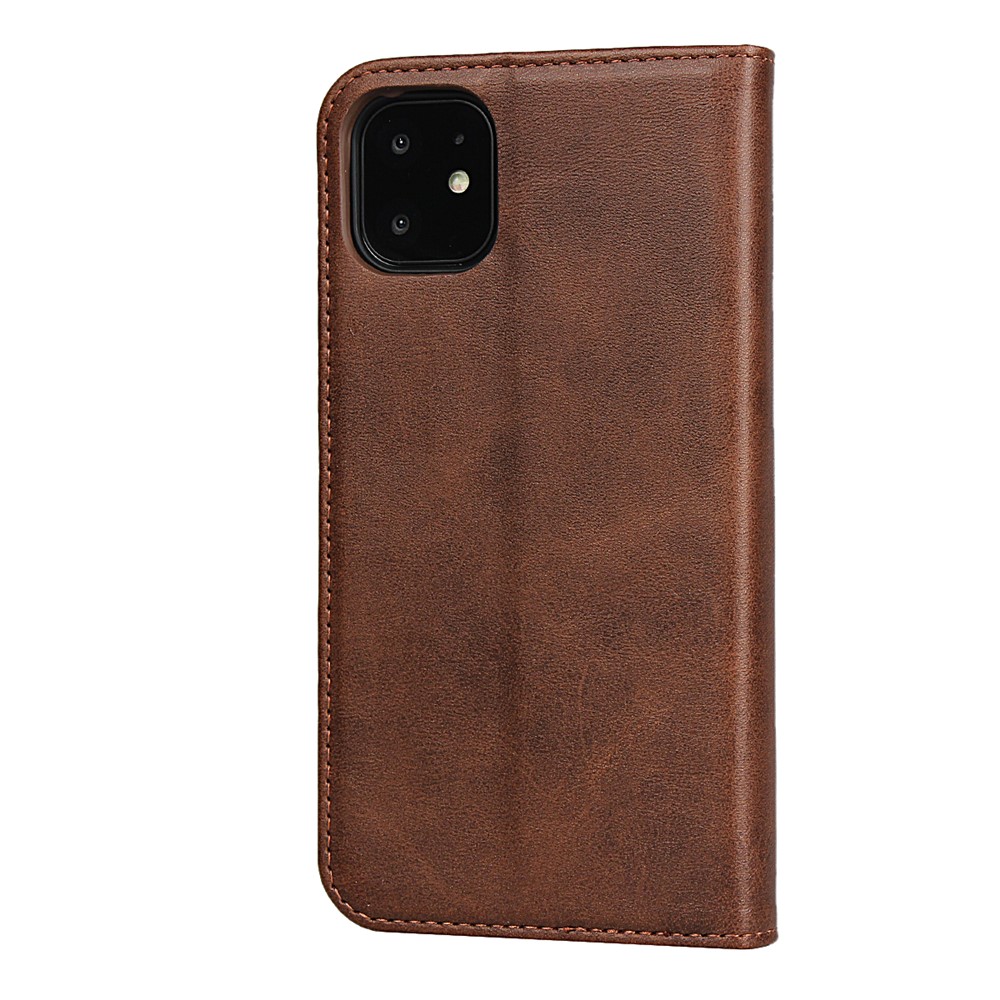 Caixa De Couro Auto-absorvida Da Carteira Da Tampa Do Telefone Do Suporte Para O Iphone 11 6,1 Polegadas - Castanho-5