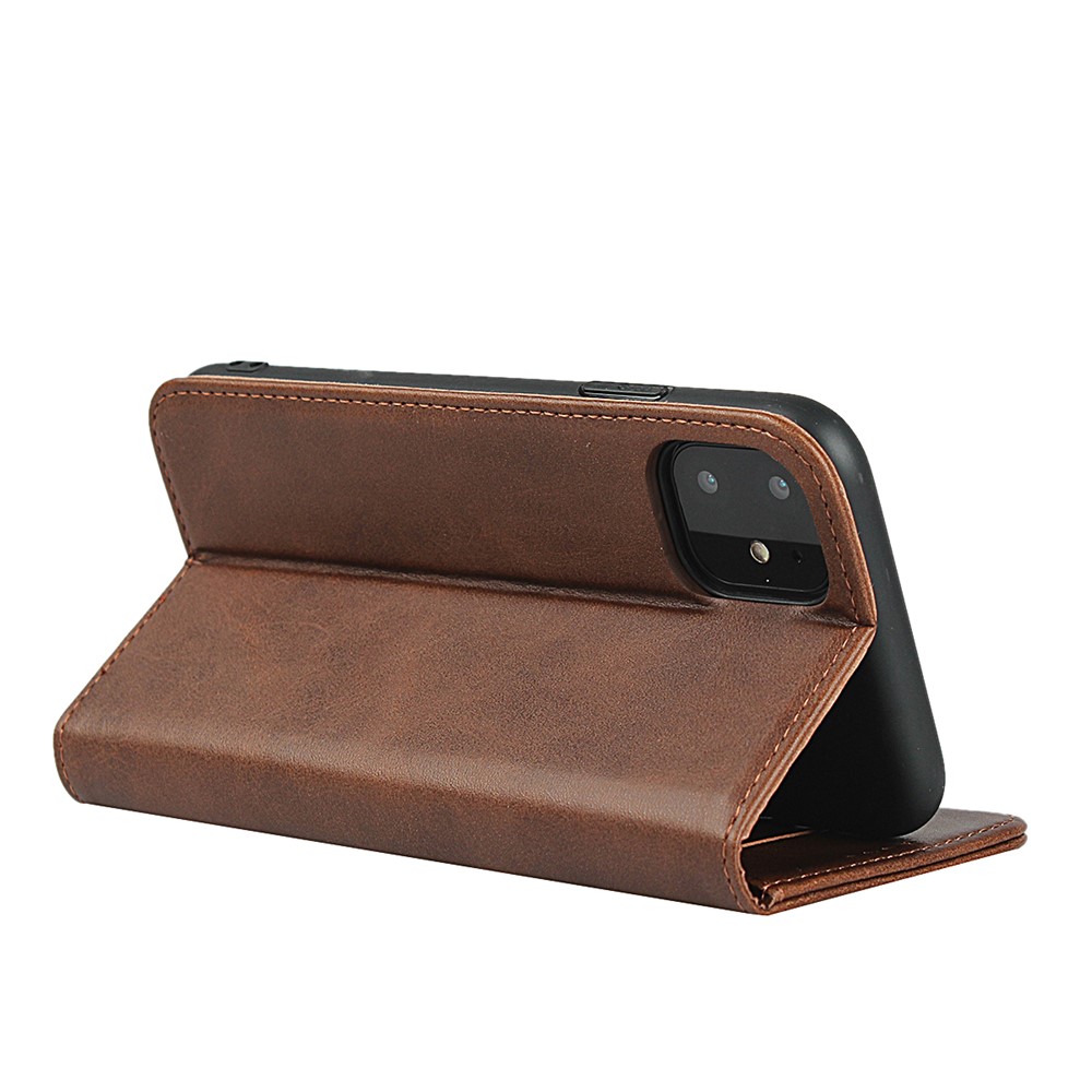 Caixa De Couro Auto-absorvida Da Carteira Da Tampa Do Telefone Do Suporte Para O Iphone 11 6,1 Polegadas - Castanho-6