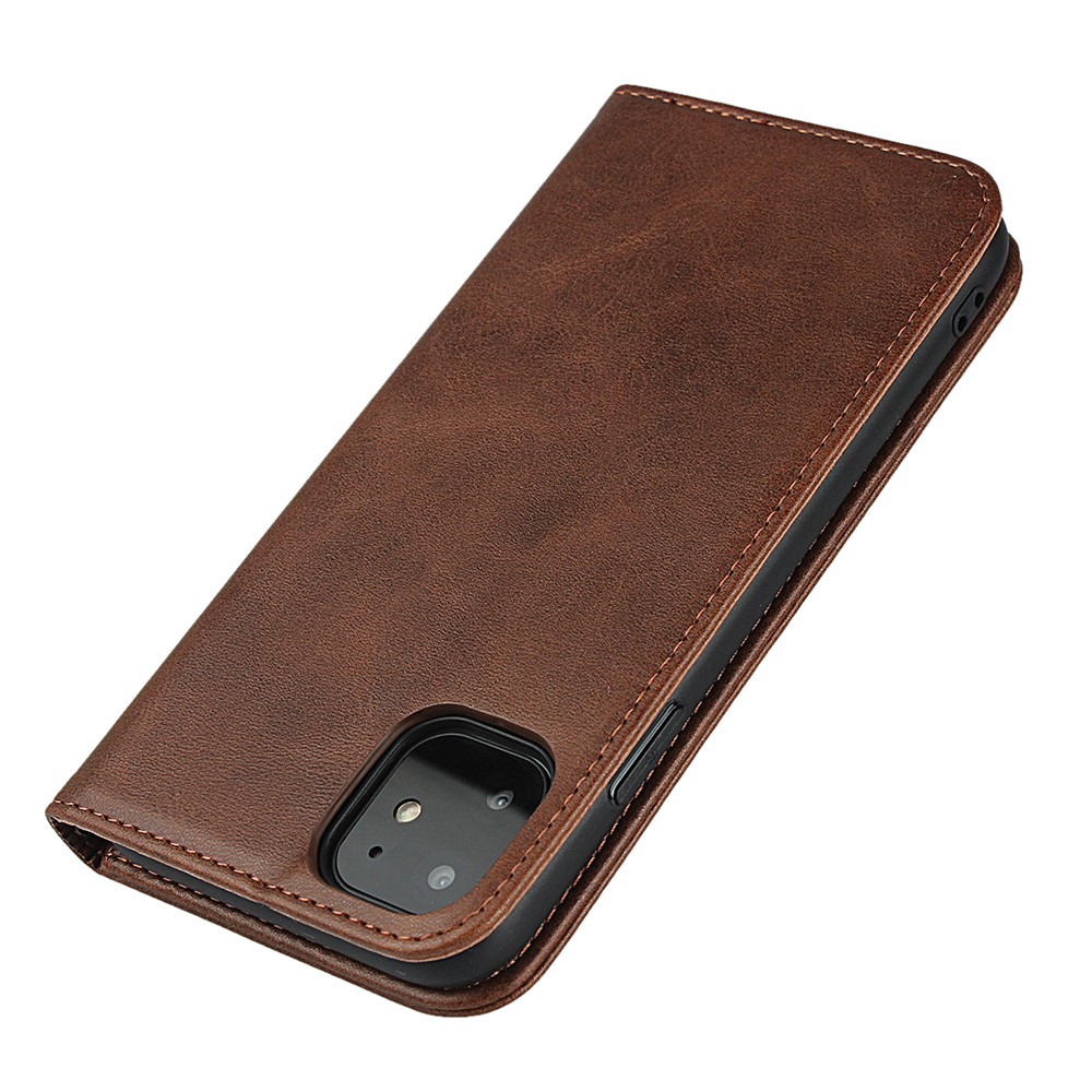 Caixa De Couro Auto-absorvida Da Carteira Da Tampa Do Telefone Do Suporte Para O Iphone 11 6,1 Polegadas - Castanho-7