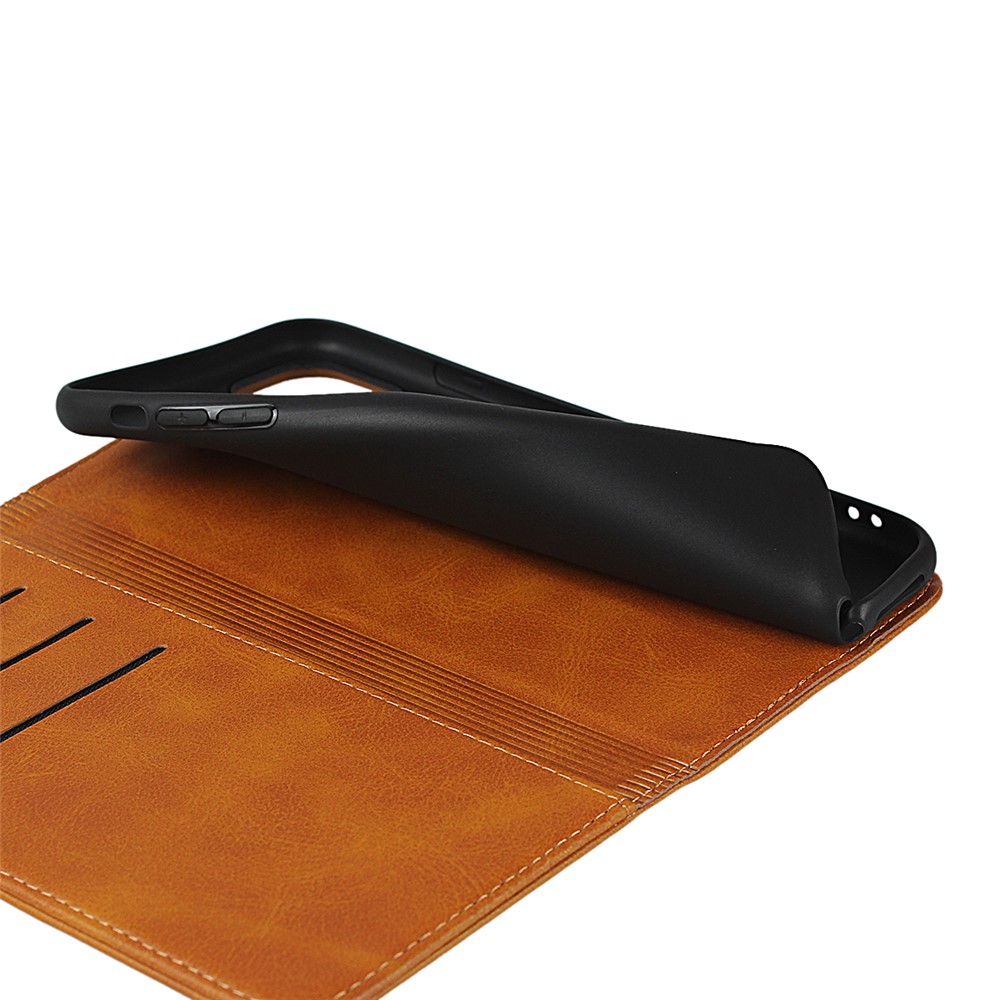 Auto-absorbed Leather Stand Phone Cover Wallet Case for iPhone 11 6.1-inch - Light Brown-3