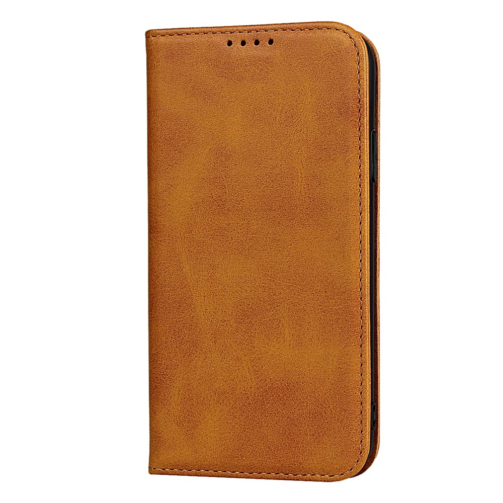 Auto-absorbed Leather Stand Phone Cover Wallet Case for iPhone 11 6.1-inch - Light Brown-4