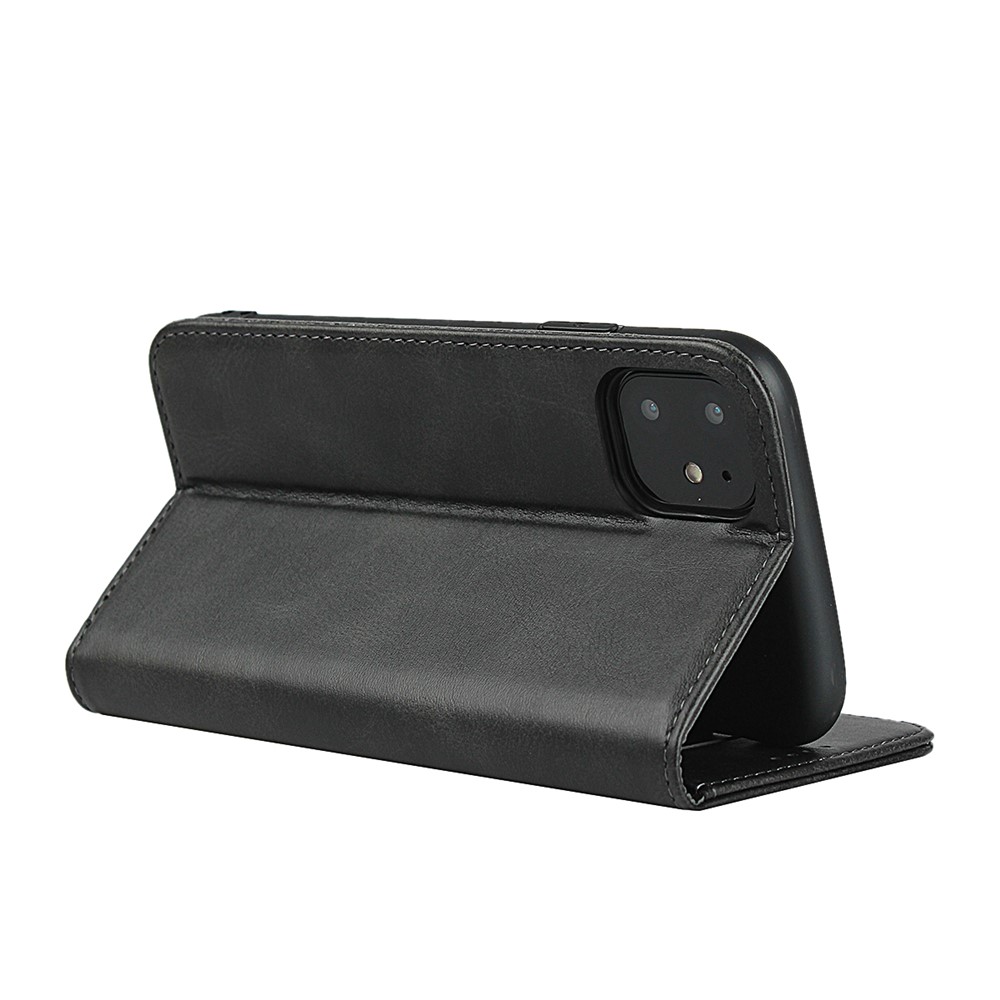 Case de la Billetera de la Cubierta Del Teléfono de Cuero Absorbido Automáticamente Para Iphone 11 6.1 Pulgadas - Negro