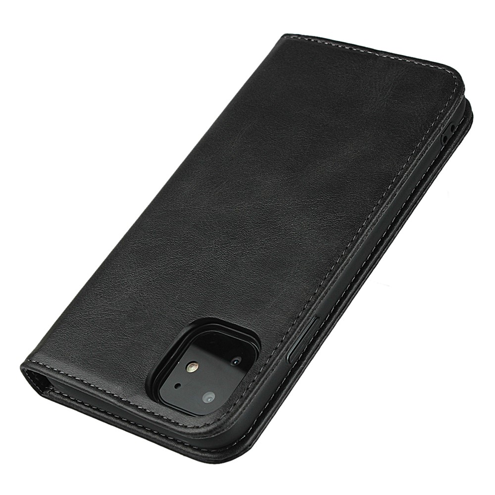 Case de la Billetera de la Cubierta Del Teléfono de Cuero Absorbido Automáticamente Para Iphone 11 6.1 Pulgadas - Negro