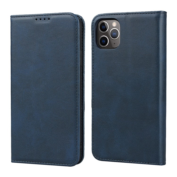 Auto-absorbed Leather Stand Phone Cover Wallet Case for iPhone 11 Pro Max 6.5 inch - Blue-1