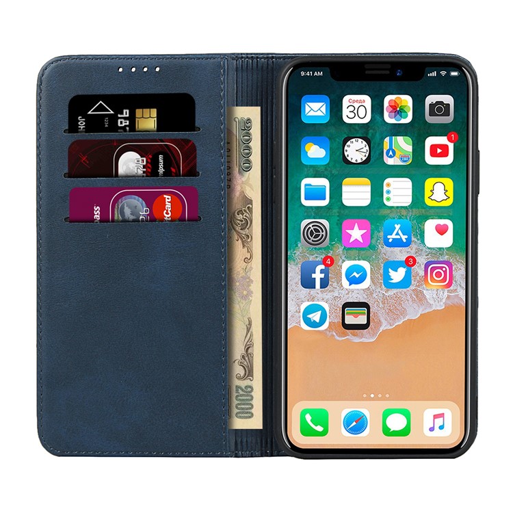 Auto-absorbed Leather Stand Phone Cover Wallet Case for iPhone 11 Pro Max 6.5 inch - Blue-4