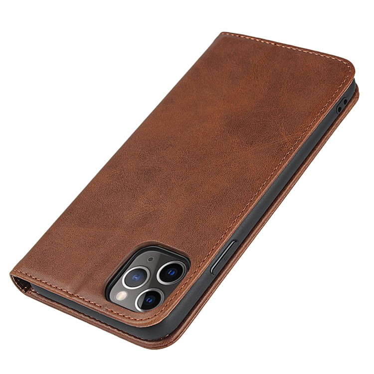 Auto-absorbed Leather Stand Phone Cover Wallet Case for iPhone 11 Pro Max 6.5 inch - Brown-6