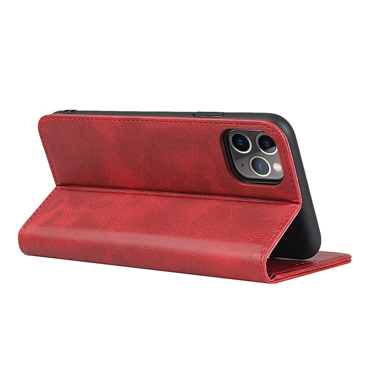 Auto-absorbed Leather Stand Phone Cover Wallet Case for iPhone 11 Pro Max 6.5 inch - Red-5