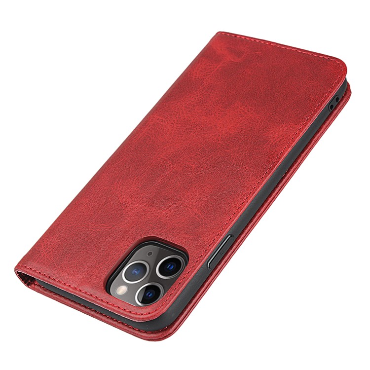 Auto-absorbed Leather Stand Phone Cover Wallet Case for iPhone 11 Pro Max 6.5 inch - Red-6