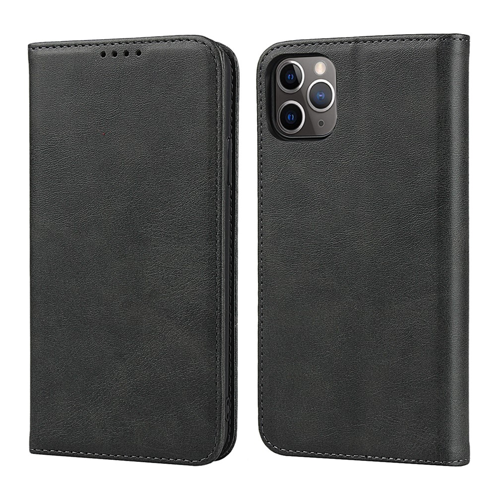 Auto-absorbed Leather Stand Phone Cover Wallet Case for iPhone 11 Pro Max 6.5 inch - Black-1